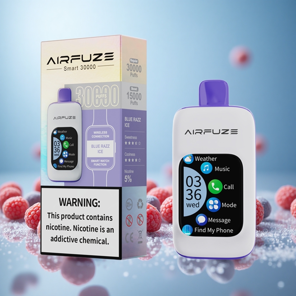 AirFuze Smart 30000 Puffs Disposable Pod Modra Malina Led Vape Slovenia 5% Nikotina 900mAh Baterija