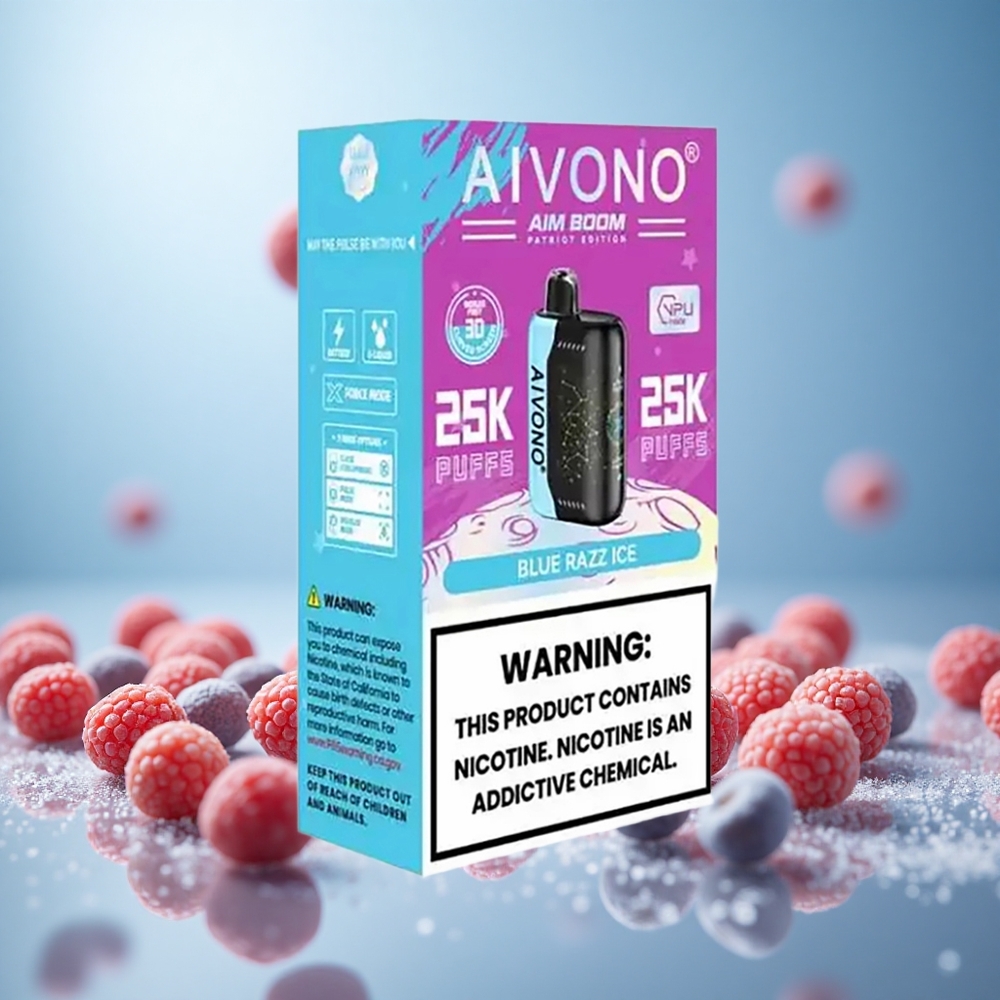 Aivono AIM BOOM 25000 Puffs Modra Malina Led Vape Slovenia 28ml 650mAh