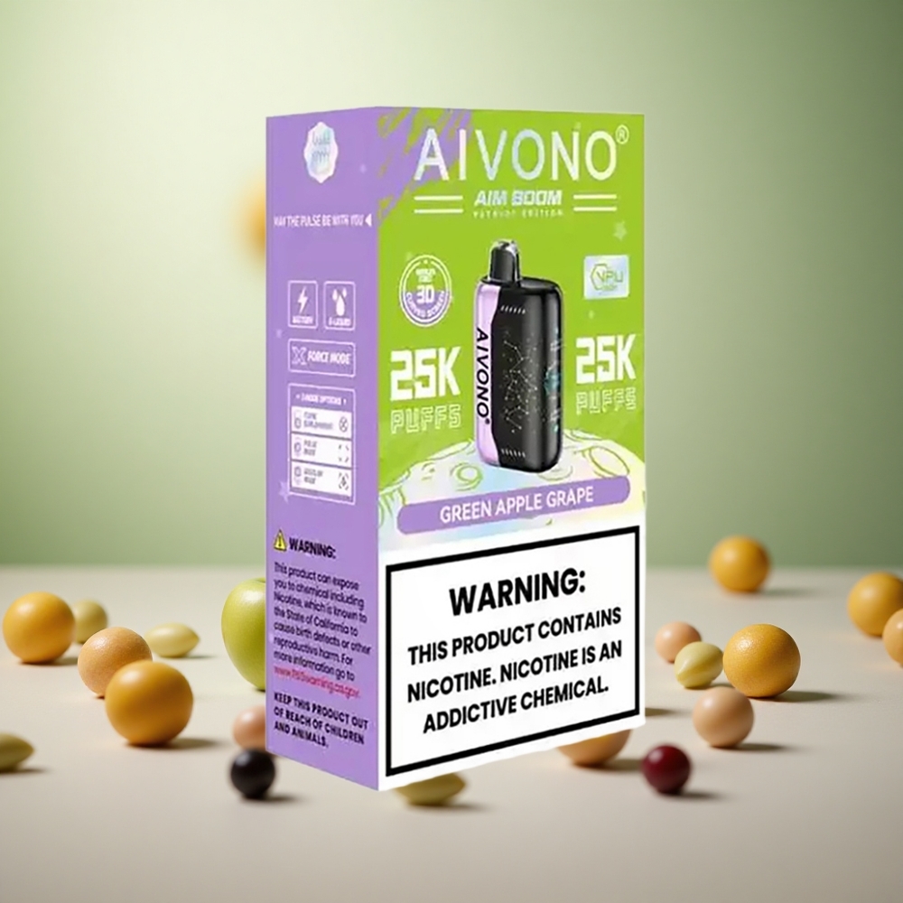 Aivono AIM BOOM 25000 Puffs Zeleno Jabolko Grozdje Vape Slovenia 28ml 650mAh