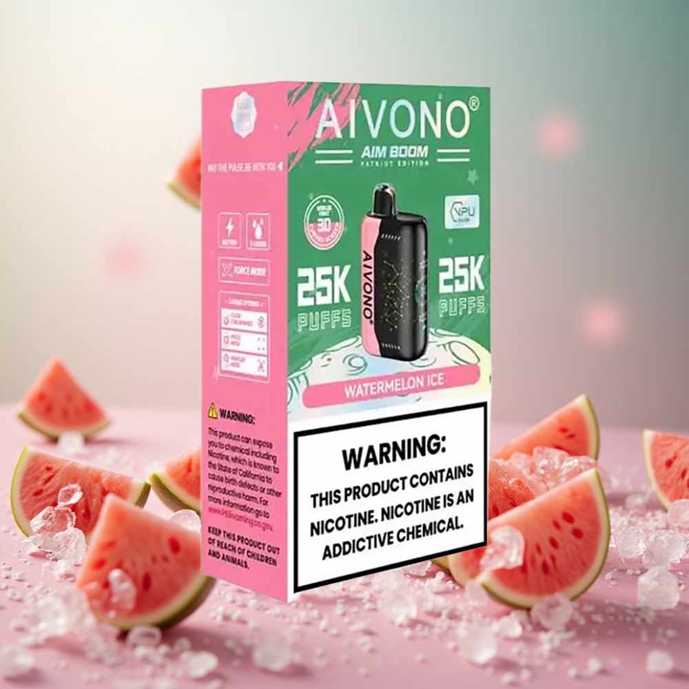 Aivono Aim Boom 25000 Puffs Disposable Vape Lubenica Led Vape Slovenia 28ml E-Liquid Capacity 650mAh Battery