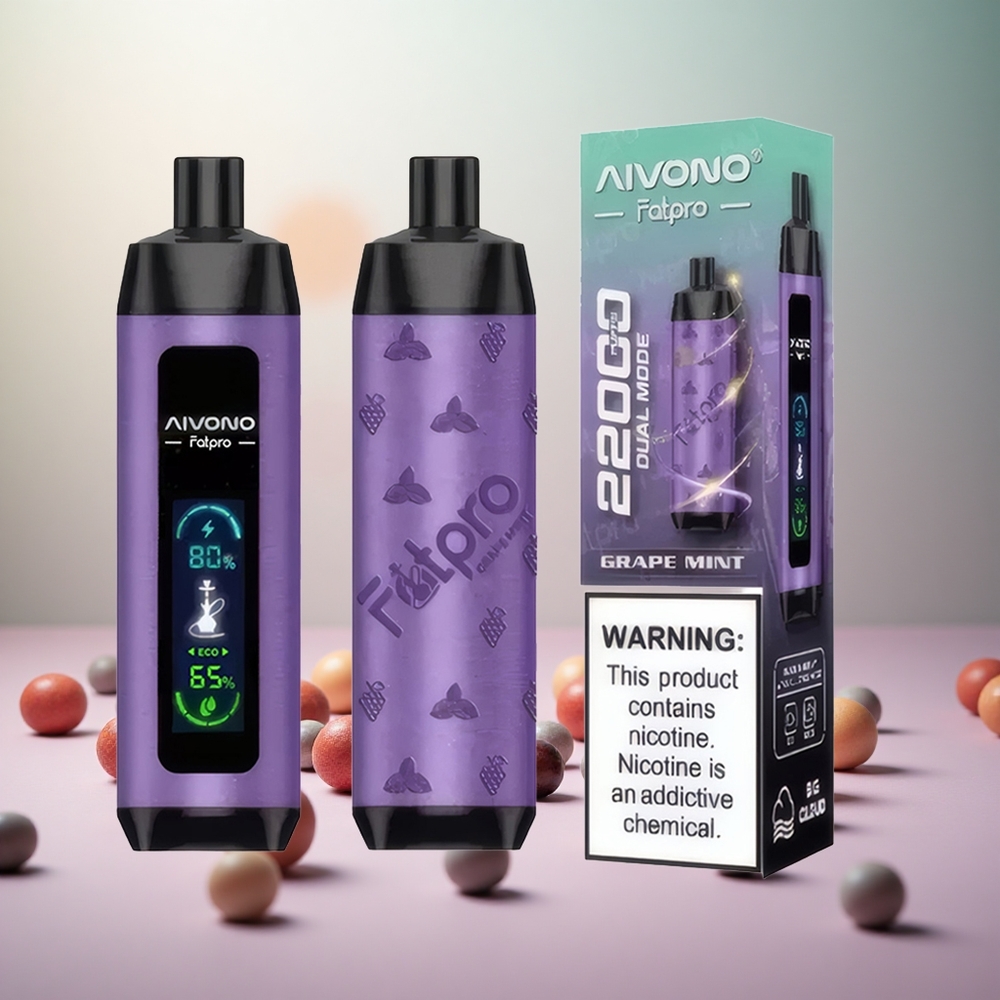 Aivono Aim Fatpro 22000 Puffs Vape Slovenia 28ml E-tekočina 600mah Polniljiva Grozdje Meta