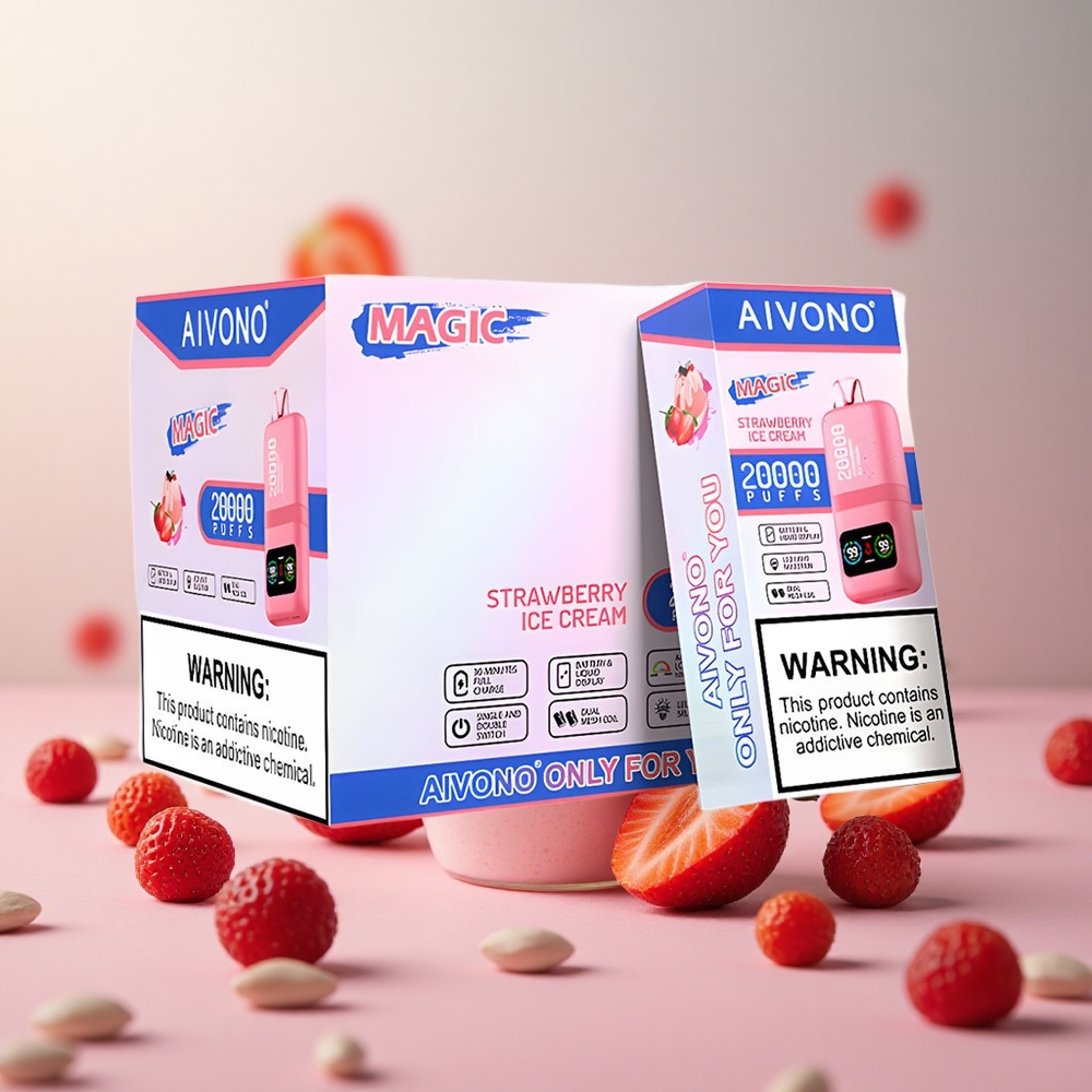 Aivono Aim Magic 20000 Puffs Vape Slovenia 26ml Dvojne Mrežne Tuljave Jagodna Sladoled