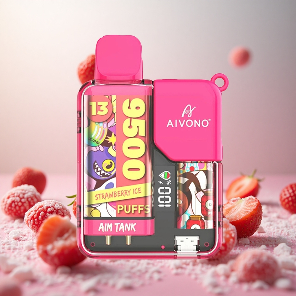 Aivono AIM-TANK 9500 Puffs Jagodni Led Vape Slovenia 18ml E-tekočina 650mAh Baterija