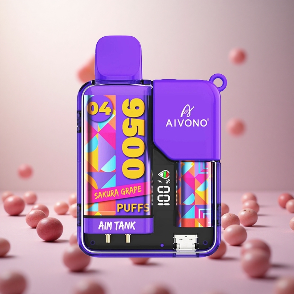 Aivono Aim-TANK 9500 Puffs Sakura Grozdje Vape Slovenia 18ml E-tekočina 650mAh Baterija