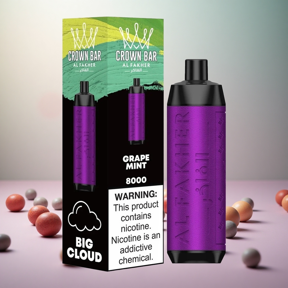 Al Fakher Crown Bar 8000 Grozdje Meta Vape Slovenia 18ml e-Liquid Capacity 8000 Puffs