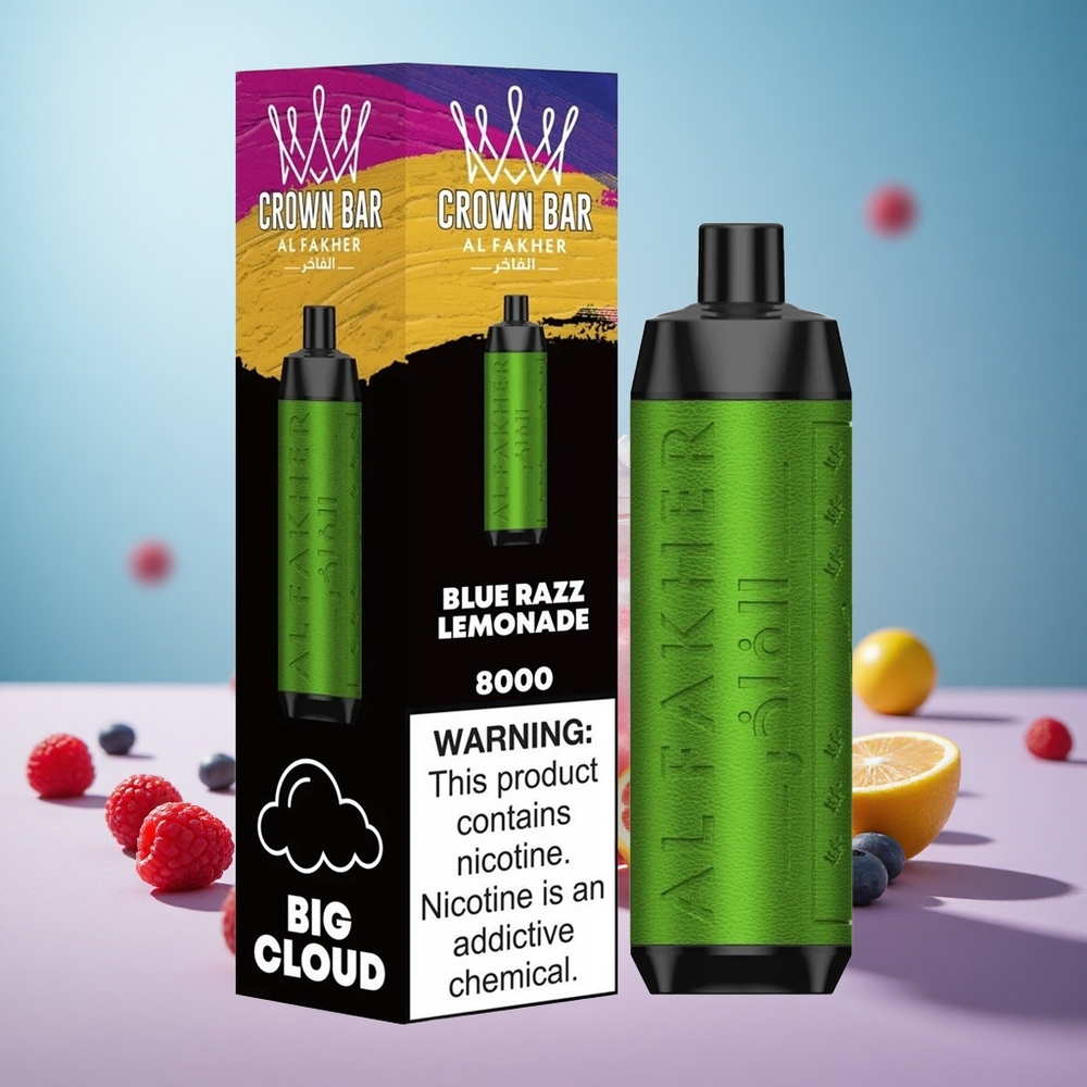 Al Fakher Crown Bar 8000 Modra Malina Limonada Vape Slovenia 18ml 8000 Puffov