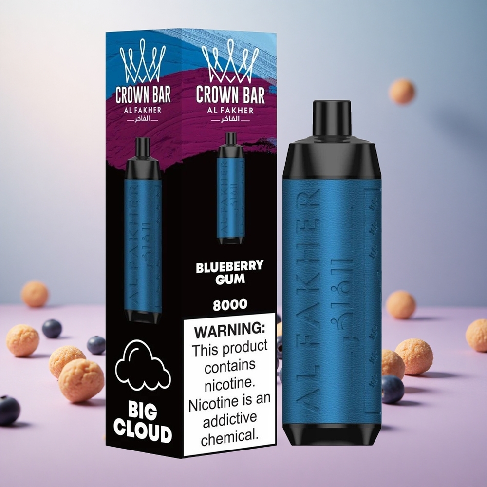 Al Fakher Crown Bar 8000 Puftov Borovnica Gum Vape Slovenia 18ml e-Liquid 5mg Nicotine