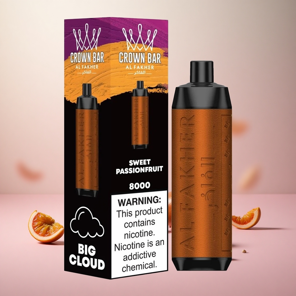 Al Fakher Crown Bar 8000 Sladki Pasijonček Vape Slovenia 18ml E-Tekočina 8000 Pufov