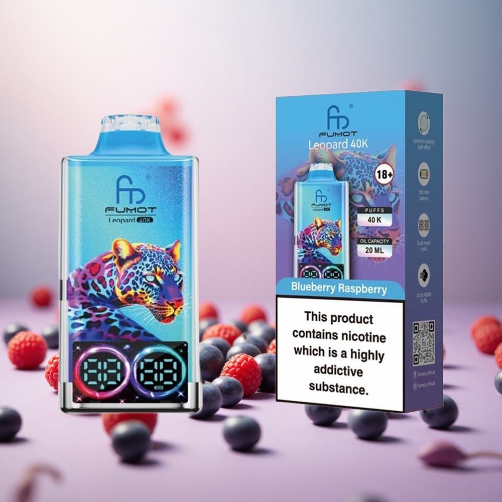 Fumot Leopard 40000 Puffs Vape Borovnica Malina Vape Slovenia 0%,2%,3%,5% Nikotin 700mAh Baterija