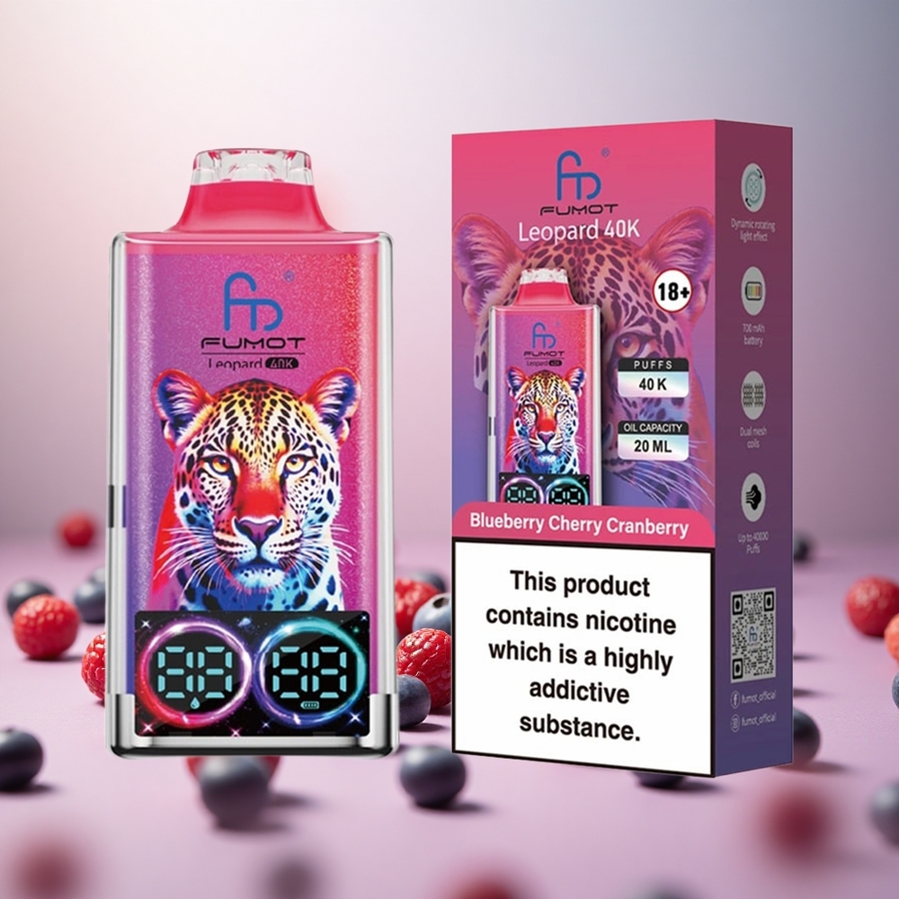 Fumot Leopard 40K Puffs Borovnica Češnja Brusnica Vape Slovenia 0%,2%,3%,5% Nikotin 700mAh Battery