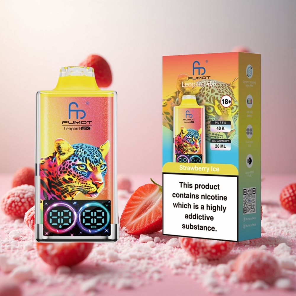 Fumot Leopard 40K Puffs Jagoda Led Vape Slovenia 0%,2%,3%,5% Nikotin 700mAh Battery
