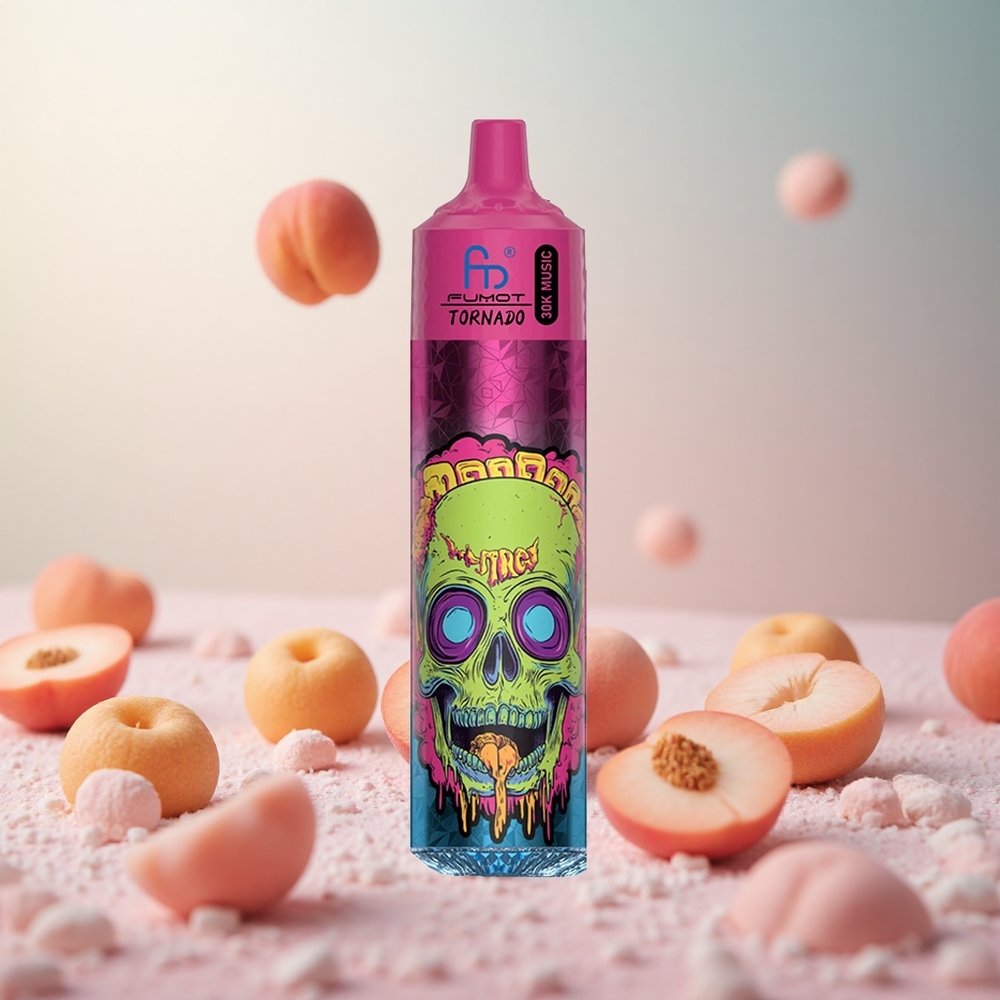 Fumot RandM Tornado 30000 Puffs 30mL breskev led Vape Slovenia 2%,5% Nikotin 600mAh