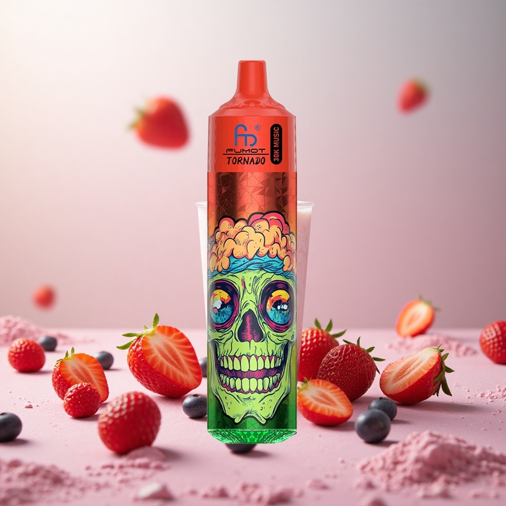 Fumot RandM Tornado 30000 Puffs Jagoda-Berry Led Vape Slovenia 30mL 2%,5% Nikotin 600mAh Baterija