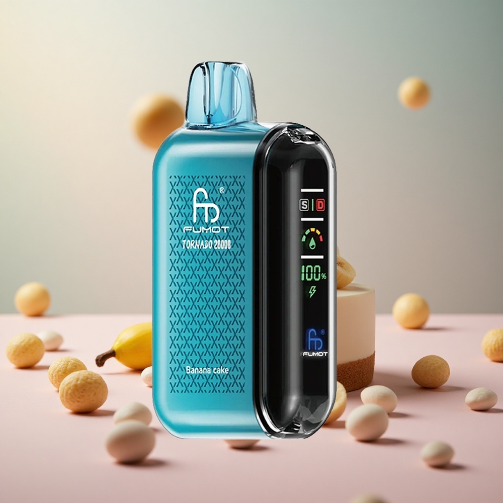 Fumot Tornado 20000 Puffs Bananin Kolač Vape Slovenia Dual Mesh Coil 20ml E-liquid Capacity
