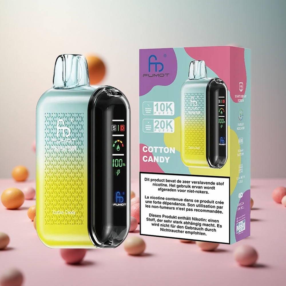 Fumot Tornado 20000 Puffs Bombončki 20ml 850mAh Vape Slovenia Dual Mesh Coil Smart Display
