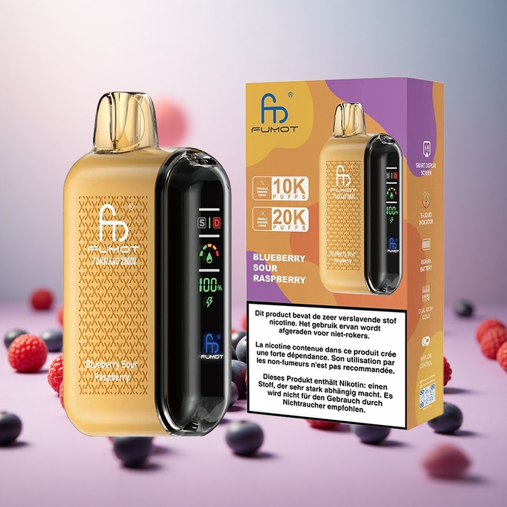 Fumot Tornado 20000 Puffs Borovnica Kisla Malina Vape Slovenia 20ml E-tekočina 850mAh Baterija