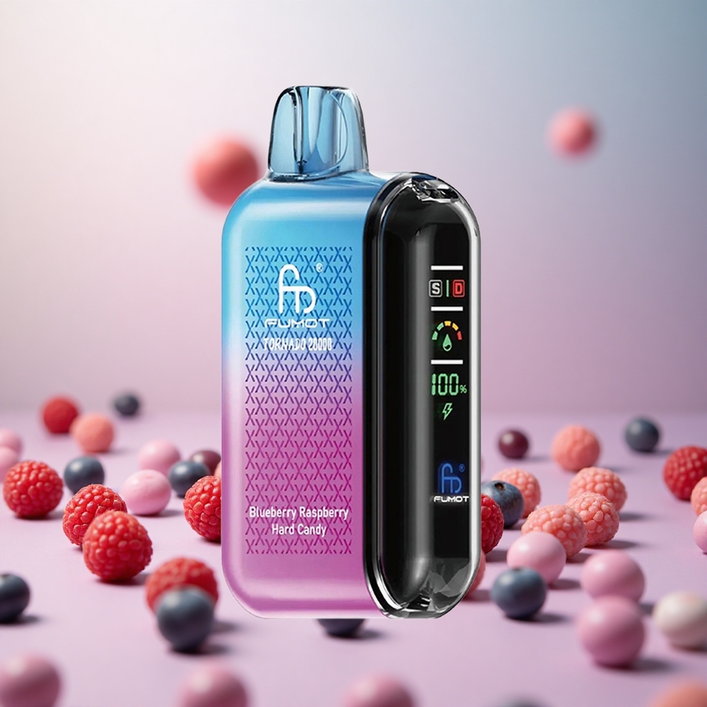 Fumot Tornado 20000 Puffs Borovnica Malina Trda Sladkost Vape Slovenia Dual Mesh Coil 20ml E-liquid Capacity