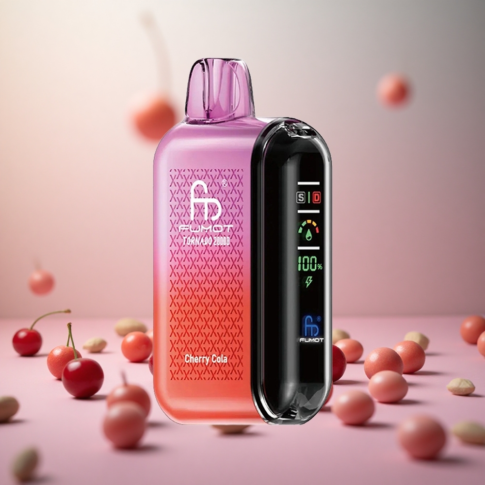 Fumot Tornado 20000 Puffs Cherry Cola Češnjeva Kola Vape Slovenia Dual Mesh Coil 20ml E-liquid Capacity