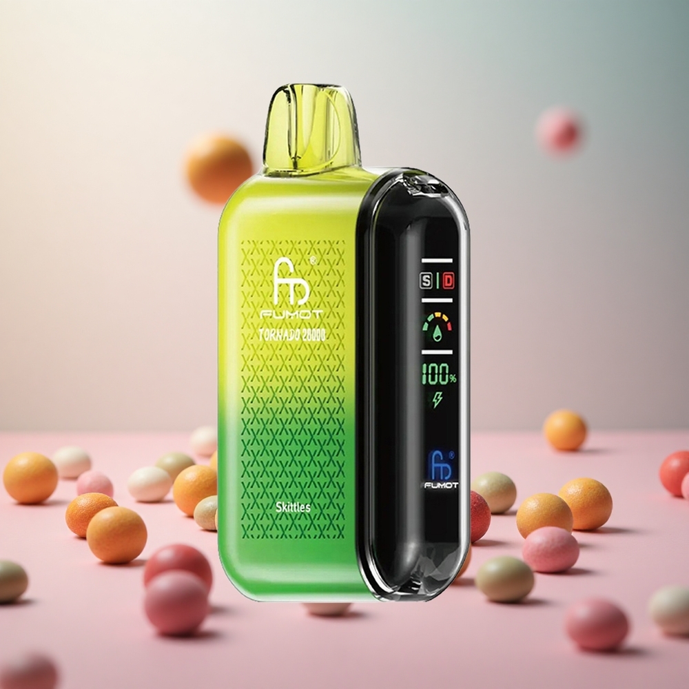 Fumot Tornado 20000 Puffs Dispozabilni Vape Skittles (Smart Display, 2% Nikotinska Moč) Vape Slovenia 20ml E-tekočina, 850mAh Baterija