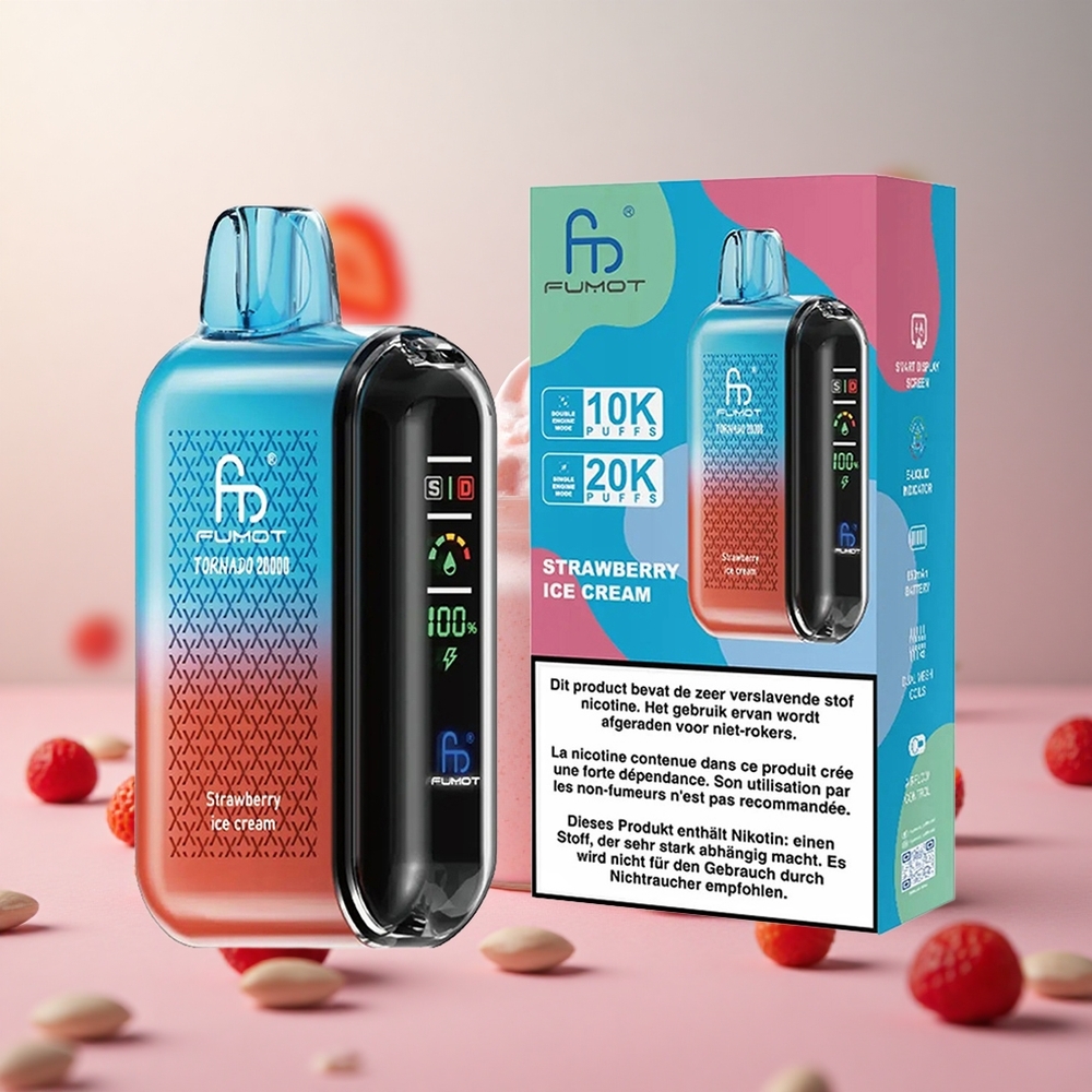 Fumot Tornado 20000 Puffs Dual Mesh Coil Jagodna Sladoled Vape Slovenia 20ml E-liquid Capacity 850mAh Battery