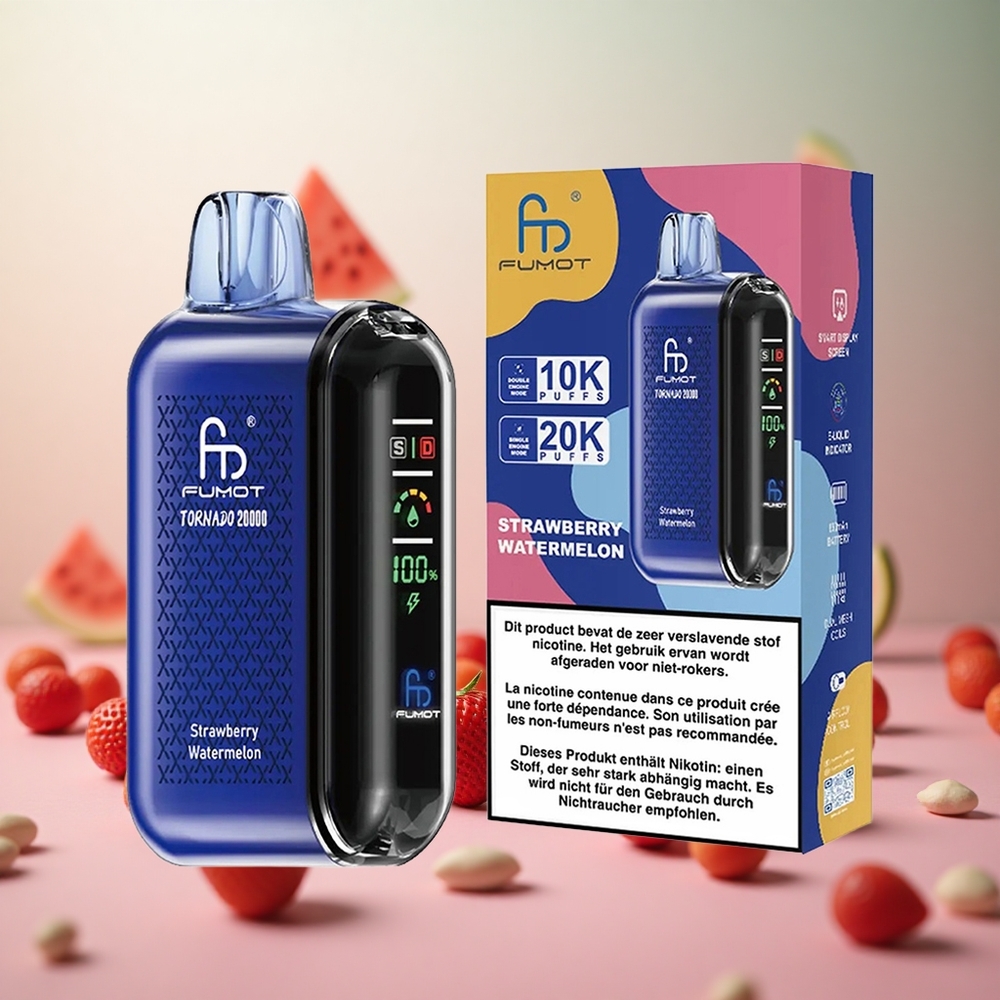 Fumot Tornado 20000 Puffs Dvojni Mesh Coil Jagoda Lubenica Vape Slovenia 20ml E-tekočina 850mAh Baterija
