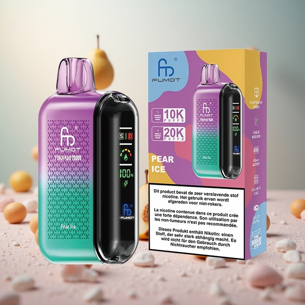 Fumot Tornado 20000 Puffs Hruščev Led 20ml 850mAh Vape Slovenia Dual Mesh Coil Smart Display