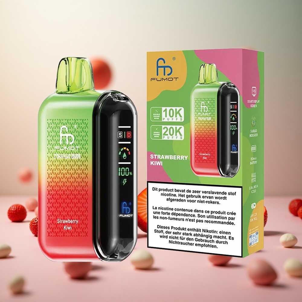 Fumot Tornado 20000 Puffs Jagoda Kivi Vape Slovenia Dual Mesh Coil 20ml E-tekočina