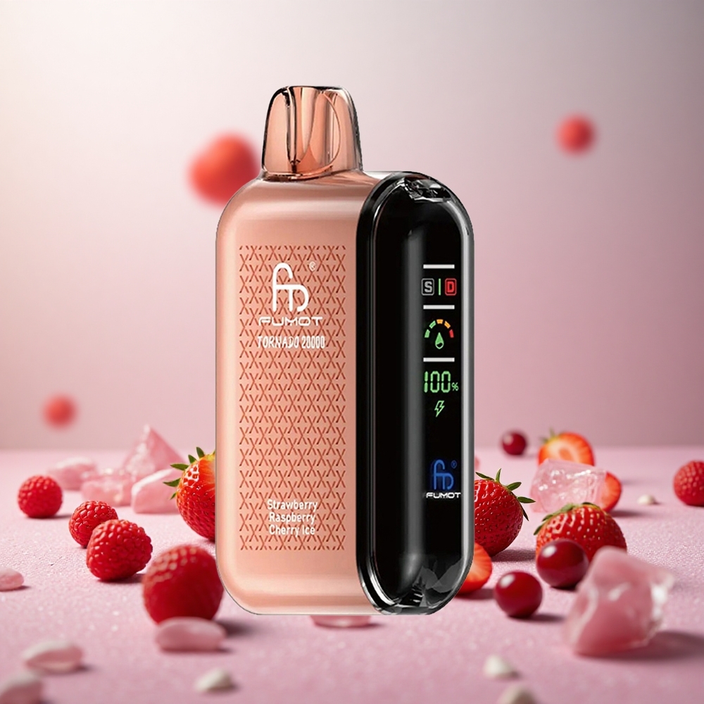 Fumot Tornado 20000 Puffs Jagoda Malina Češnja Led Vape Slovenia Dual Mesh Coil 20ml E-tekočina