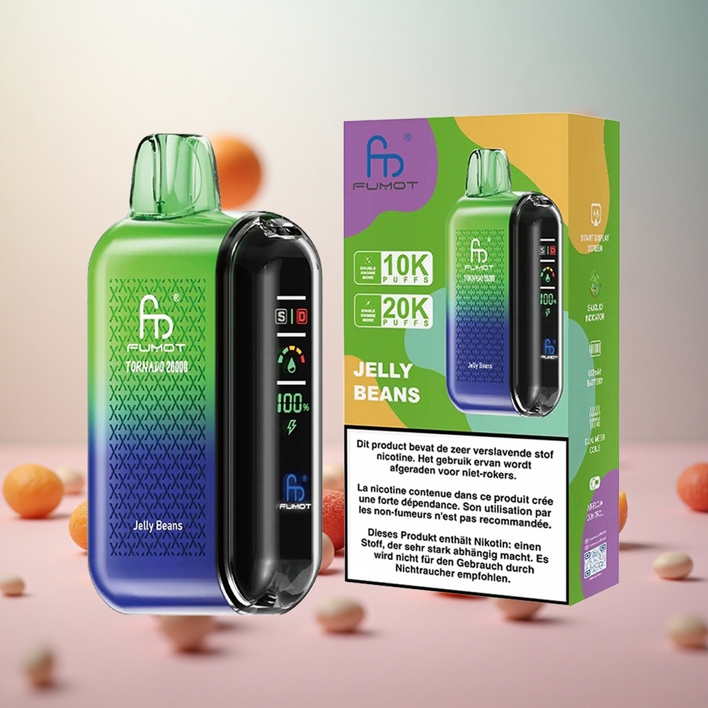 Fumot Tornado 20000 Puffs Jelly Beans Vape Slovenia Dual Mesh Coil 20ml E-liquid Capacity