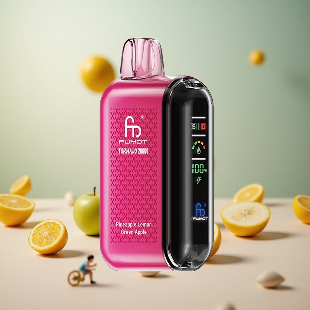 Fumot Tornado 20000 Puffs Kombinacija Okusov Ananas Limona Zeleno Jabolko Vape Slovenia Dual Mesh Coil 20ml E-liquid Capacity