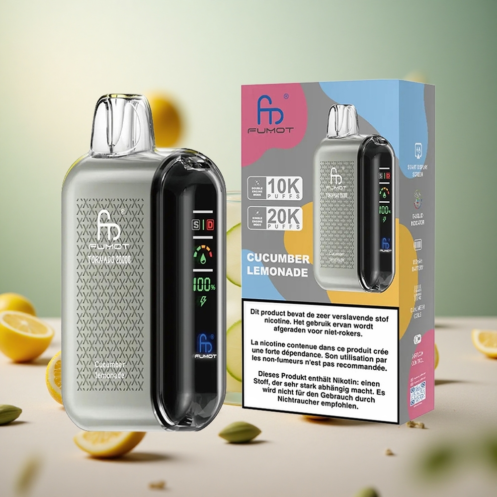 Fumot Tornado 20000 Puffs Kumareva Limonada Vape Slovenia Dual Mesh Coil 20ml E-liquid Capacity