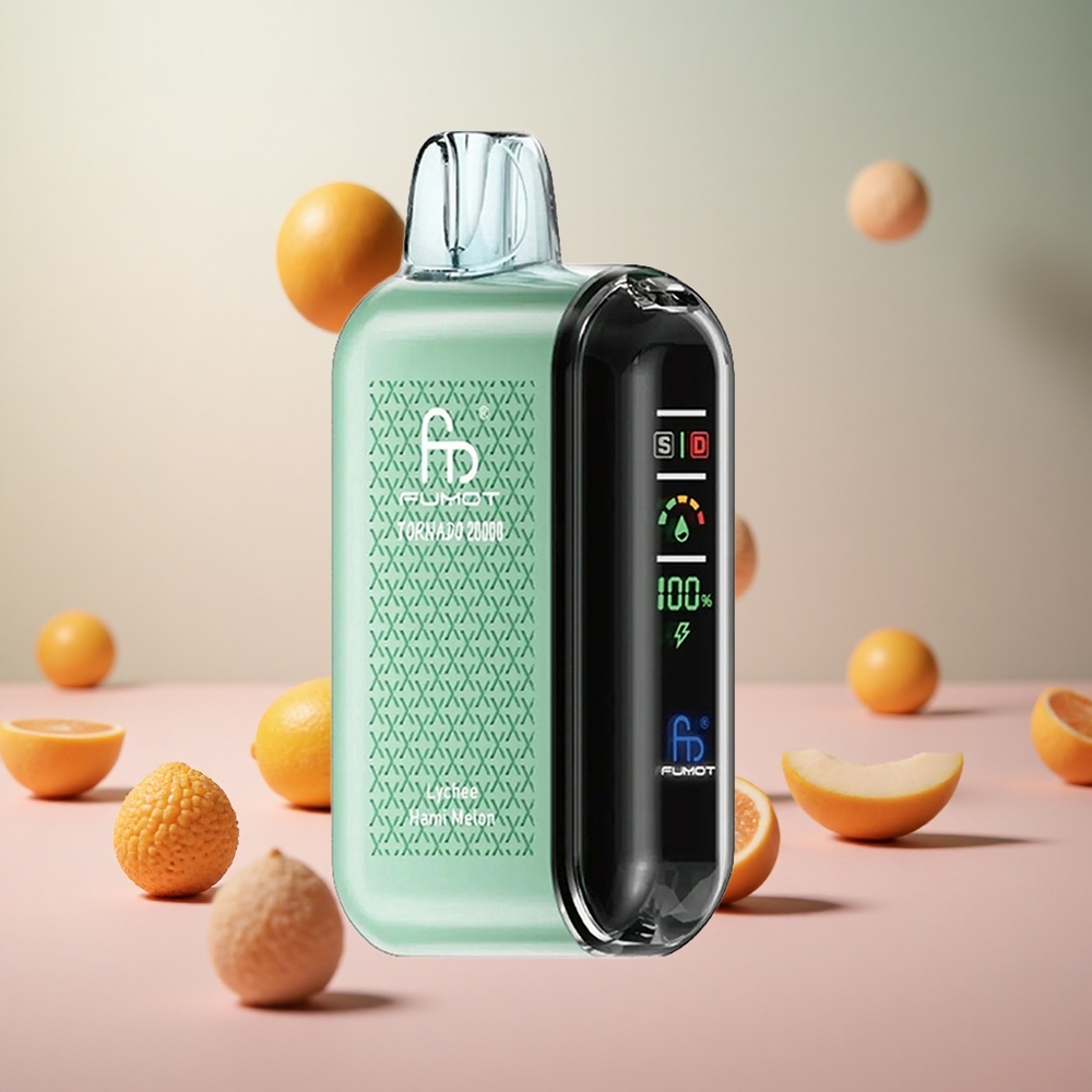 Fumot Tornado 20000 Puffs Liči Hami Melona Vape Slovenia Dual Mesh Coil 850mAh Baterija