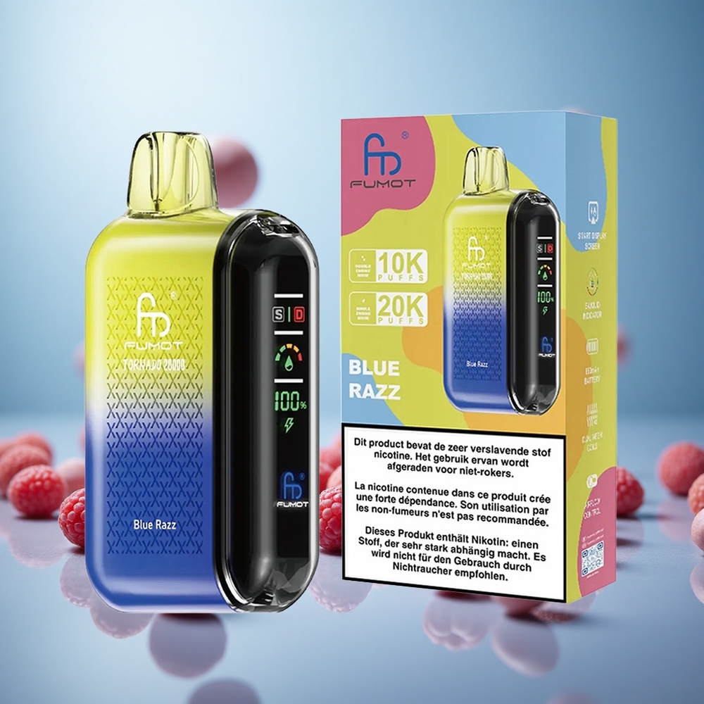 Fumot Tornado 20000 Puffs Modra Malina Vape Slovenia Dual Mesh Coil 20ml E-tekočina