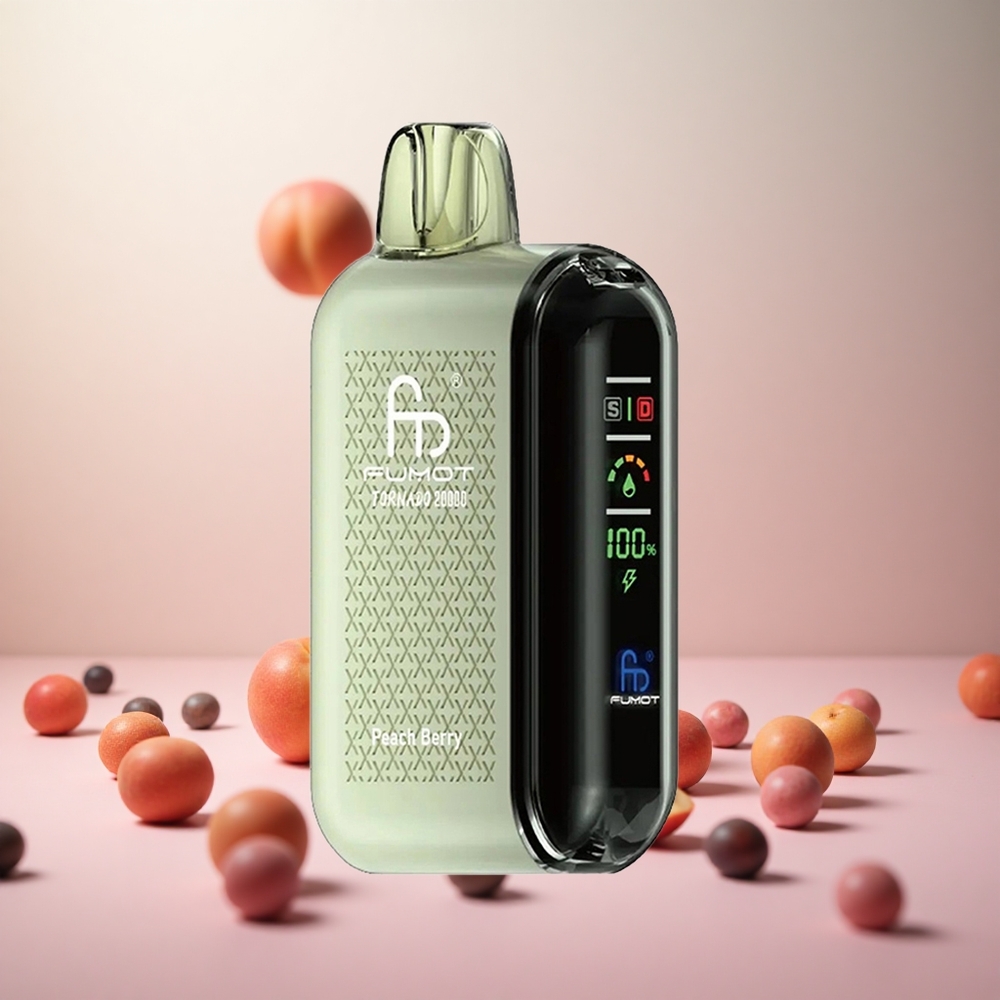 Fumot Tornado 20000 Puffs Sadna Jagoda Breskev Vape Slovenia Dual Mesh Coil 850mAh Polnilna Baterija