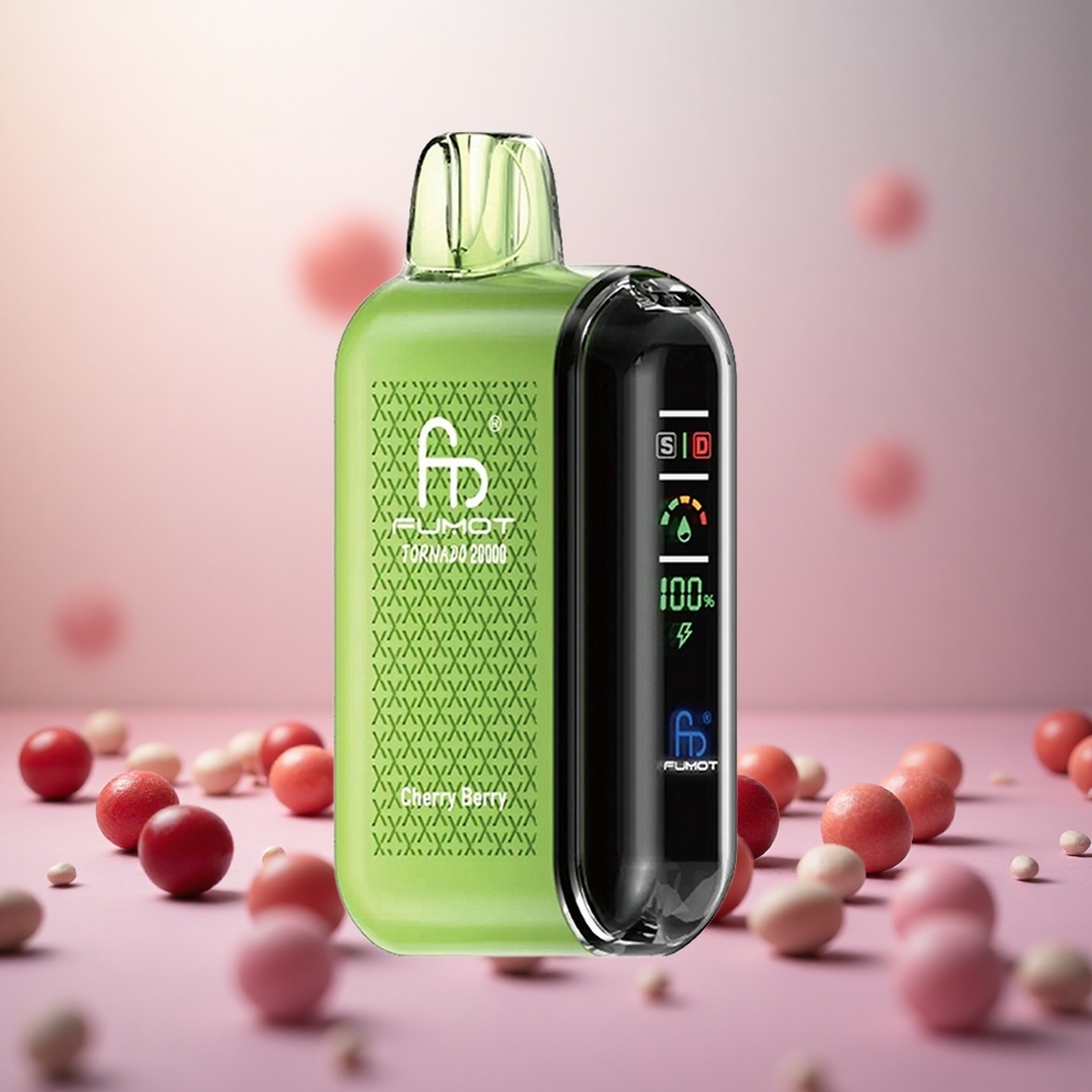 Fumot Tornado 20000 Puffs Češnja Jagoda Vape Slovenia Dual Mesh Coil 20ml E-liquid Capacity