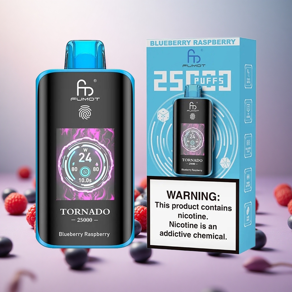 Fumot Tornado 25000 Puffs Borovnica Malina Vape Slovenia 700mAh Polnljiva Baterija 20ml Napolnjena E-tekočina