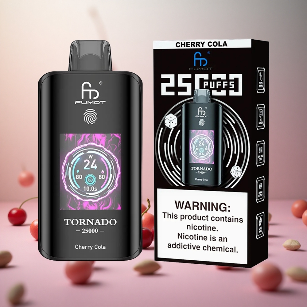 Fumot Tornado 25000 Puffs Cherry Cola (Višnjeva Kola) Vape Slovenia 700mAh Polnilna Baterija 20ml Napolnjena E-tekočina