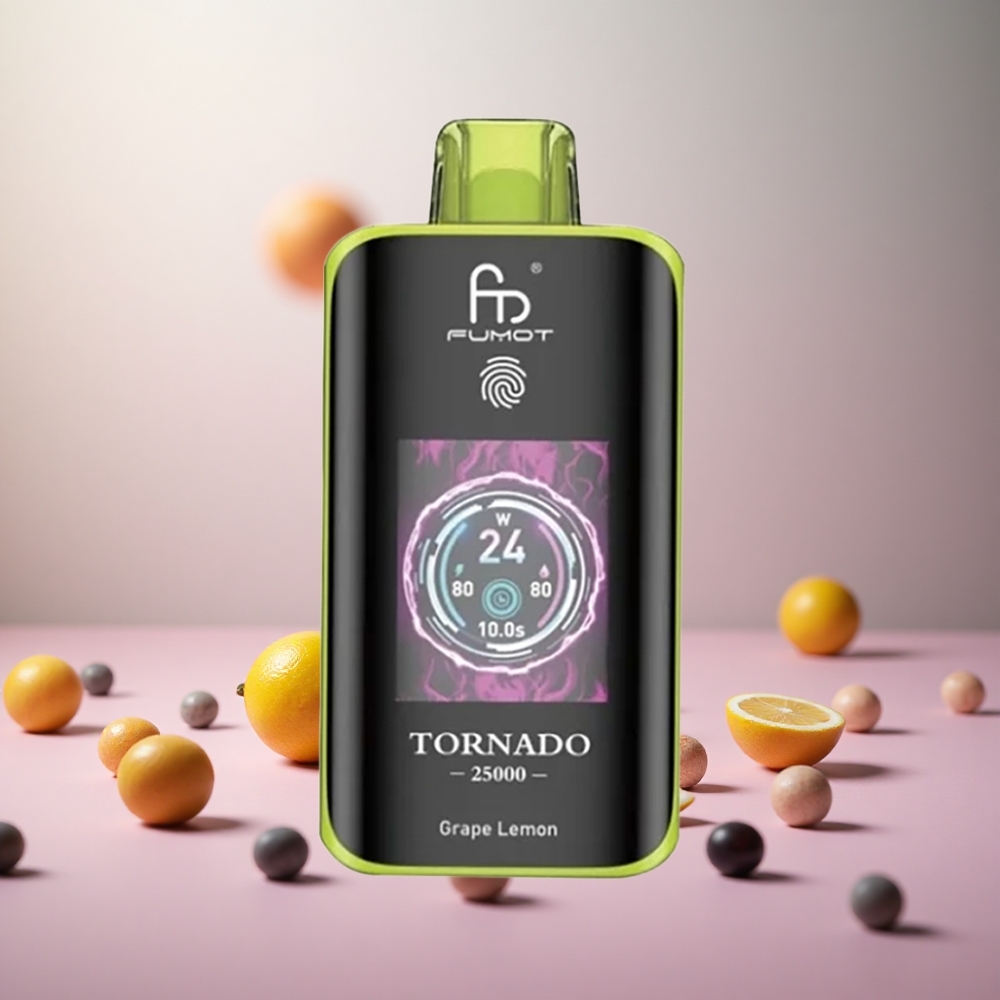 Fumot Tornado 25000 Puffs Grozdje Limona Vape Slovenia 20ml Napolnjena E-tekočina 700mAh Polnilna Baterija