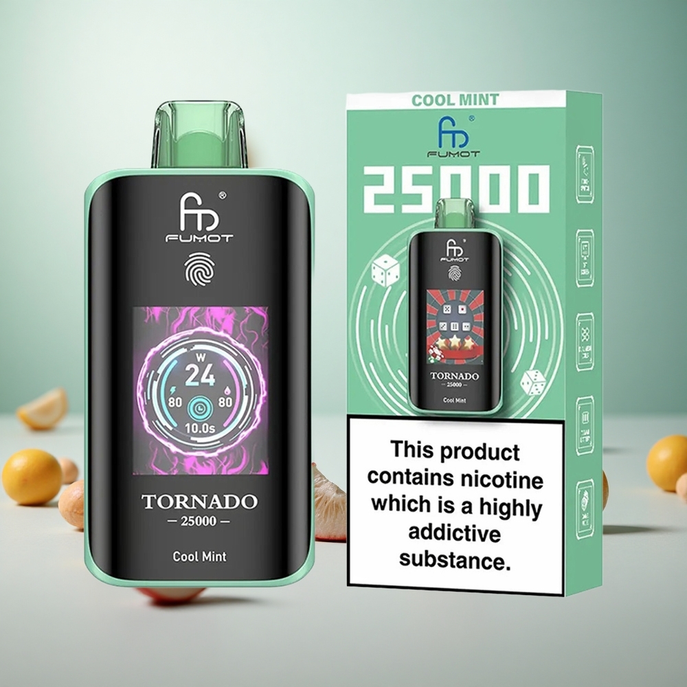 Fumot Tornado 25000 Puffs Hladna Meta Vape Slovenia 700mAh Polnilna Baterija 20ml Prednapočinjena E-tekočina