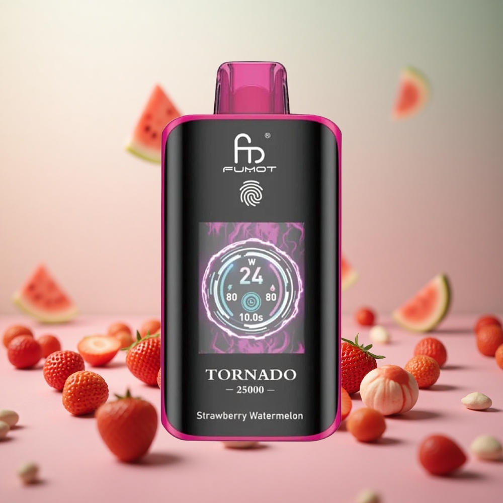 Fumot Tornado 25000 Puffs Jagoda Lubenica Vape Slovenia 700mAh Polnilna Baterija 20ml Napolnjena Tekočina