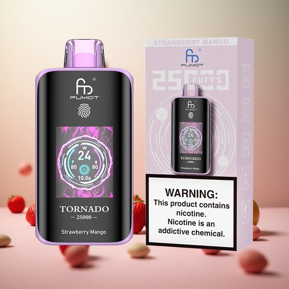 Fumot Tornado 25000 Puffs Jagoda Mango Vape Slovenia 700mAh Polnilna Baterija 20ml Napolnjena E-tekočina