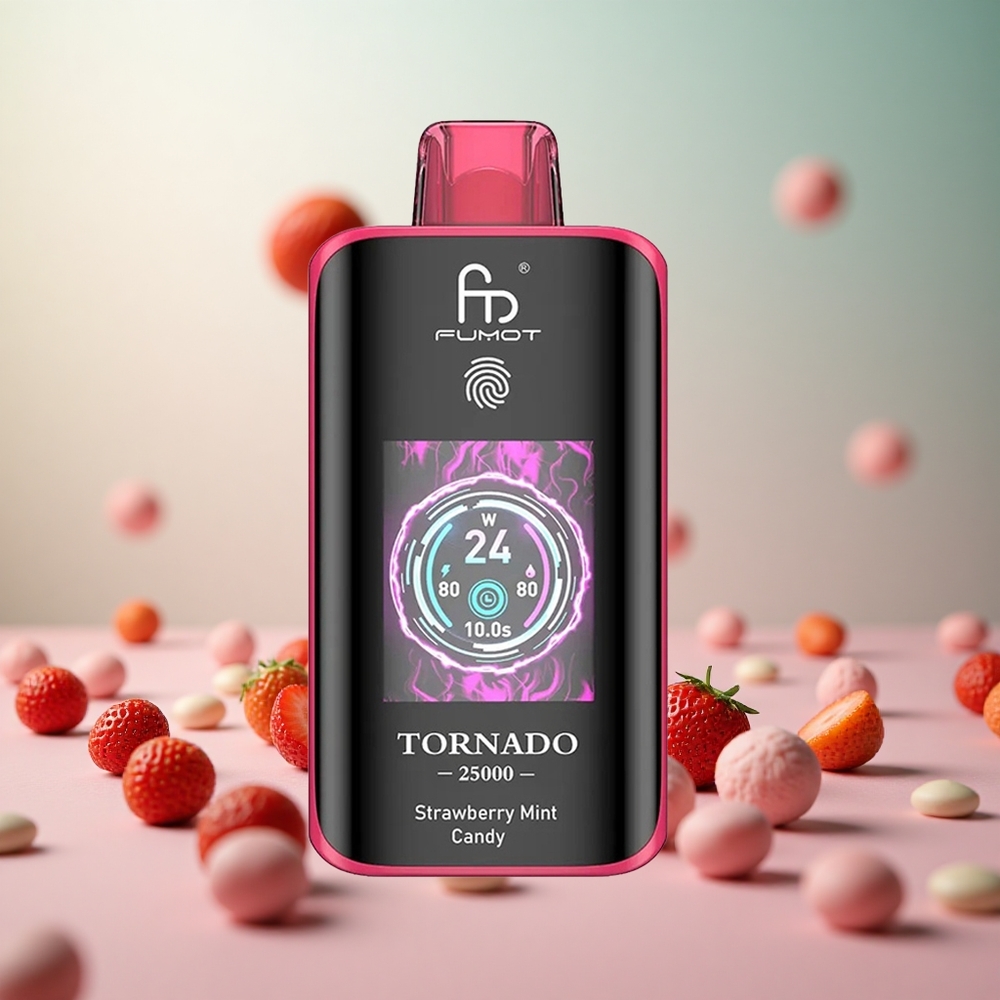 Fumot Tornado 25000 Puffs Jagoda-Meta Bombon Vape Slovenia 20ml E-tekočina 700mAh Baterija