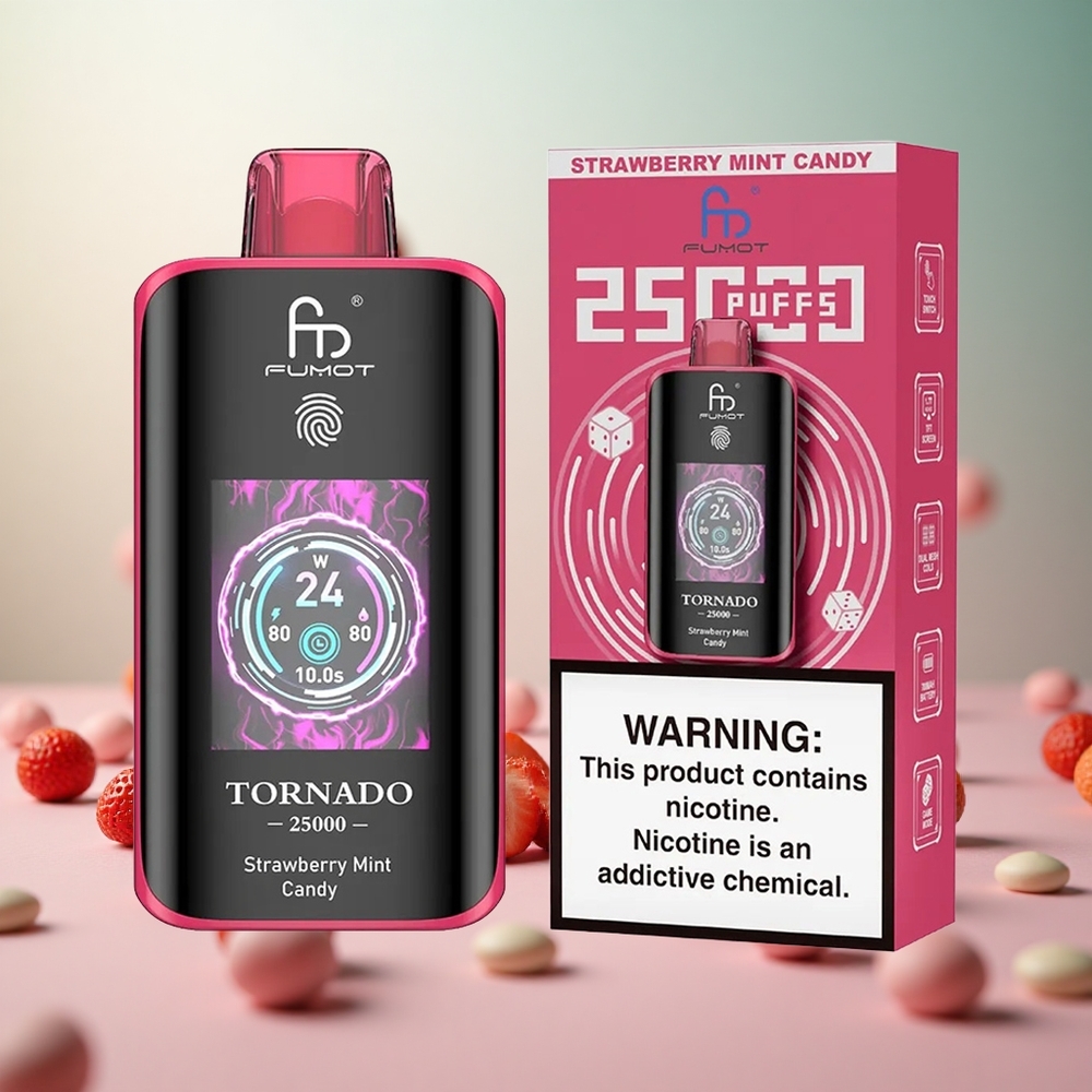 Fumot Tornado 25000 Puffs Jagoda-Meta Bombon Vape Slovenia 20ml E-tekočina 700mAh Baterija