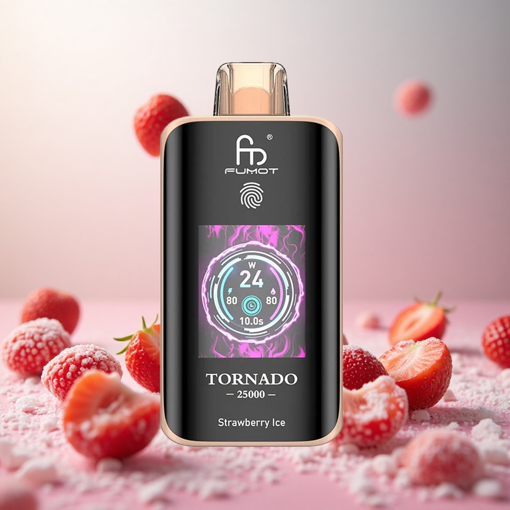 Fumot Tornado 25000 Puffs Jagodni Led Vape Slovenia 20ml Prednapolnjena E-tekočina 700mAh Polnilna Baterija