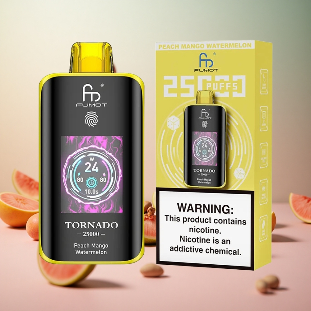 Fumot Tornado 25000 Puffs Kombinacija Okusov Breskeva Mango Lubenica Vape Slovenia 20ml Polnjenje E-tekočine 700mAh Polnilna Baterija