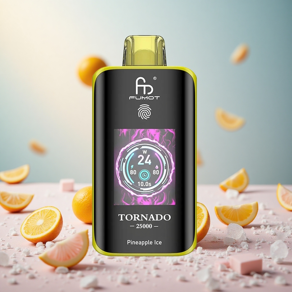 Fumot Tornado 25000 Puffs Napolnljiva Batrija 700mAh Ananas Led Vape Slovenia 20ml E-tekočina