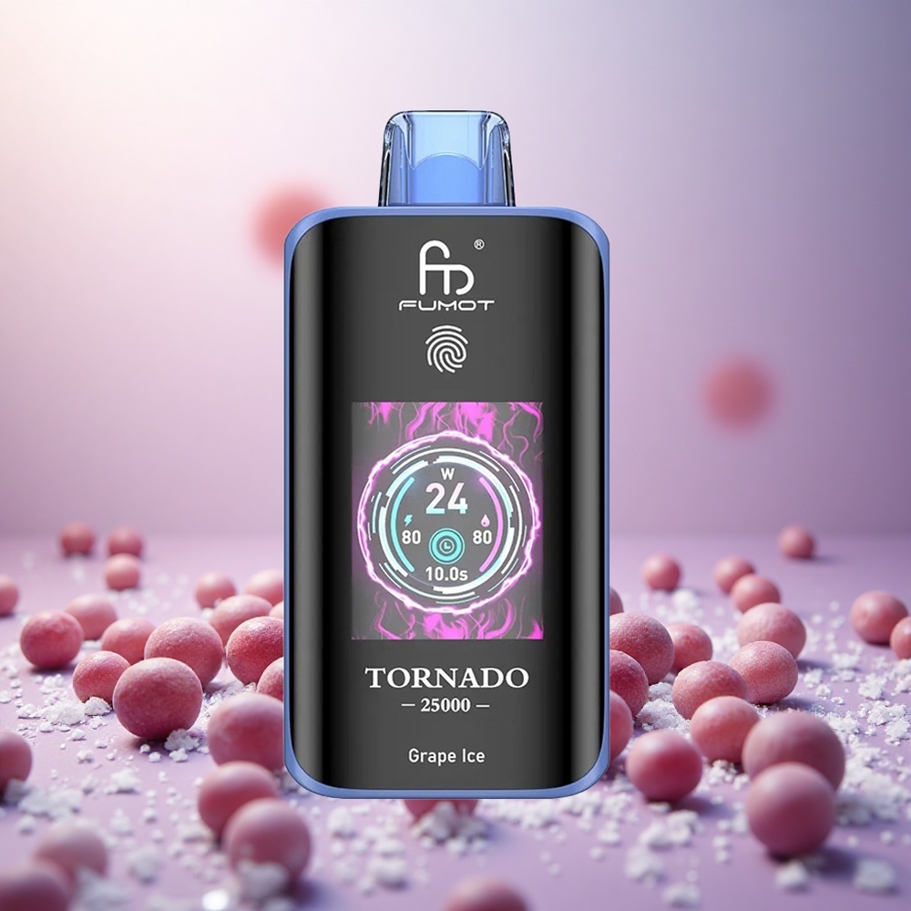 Fumot Tornado 25000 Puffs Prefillana E-tekočina 20ml Grozdni Led Vape Slovenia 700mAh Polnilna Baterija Tip-C Polnjenje