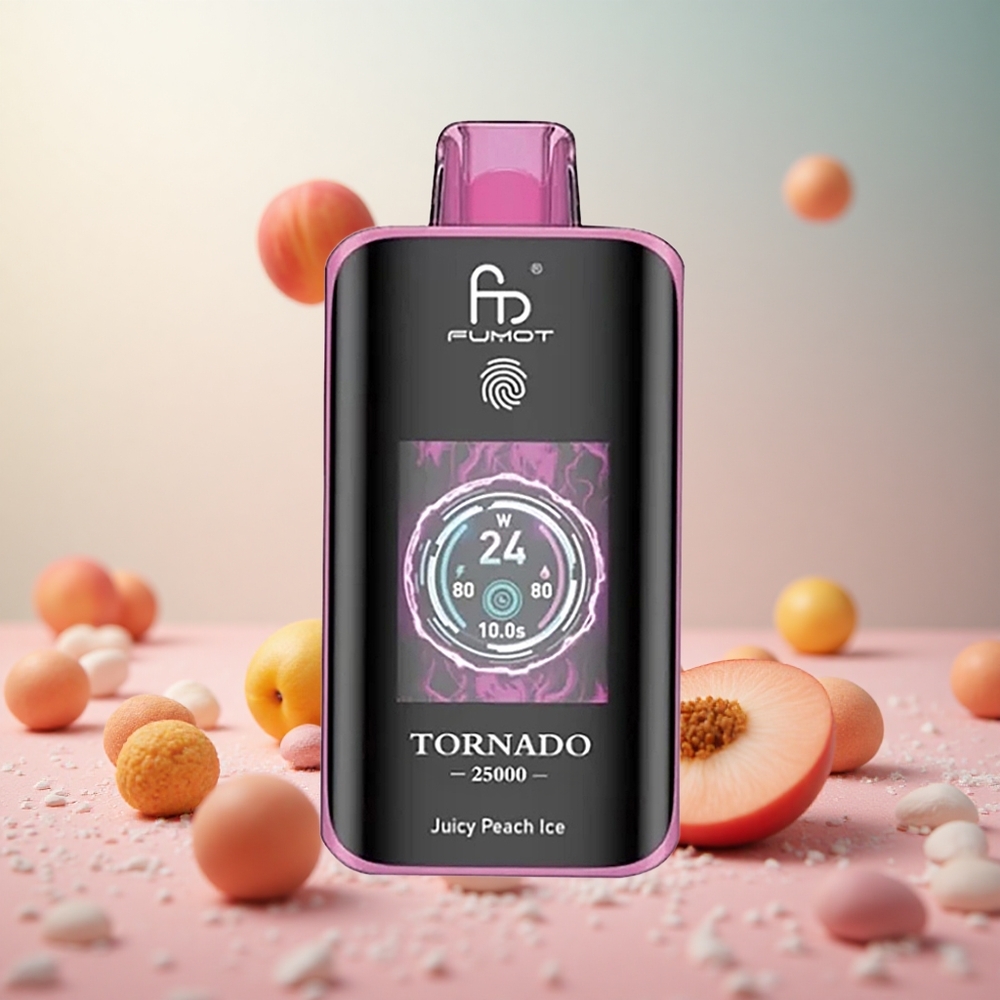 Fumot Tornado 25000 Puffs Sokasti Breskvi Led Vape Slovenia 20ml Napolnjena E-tekočina 700mAh Polnilna Baterija