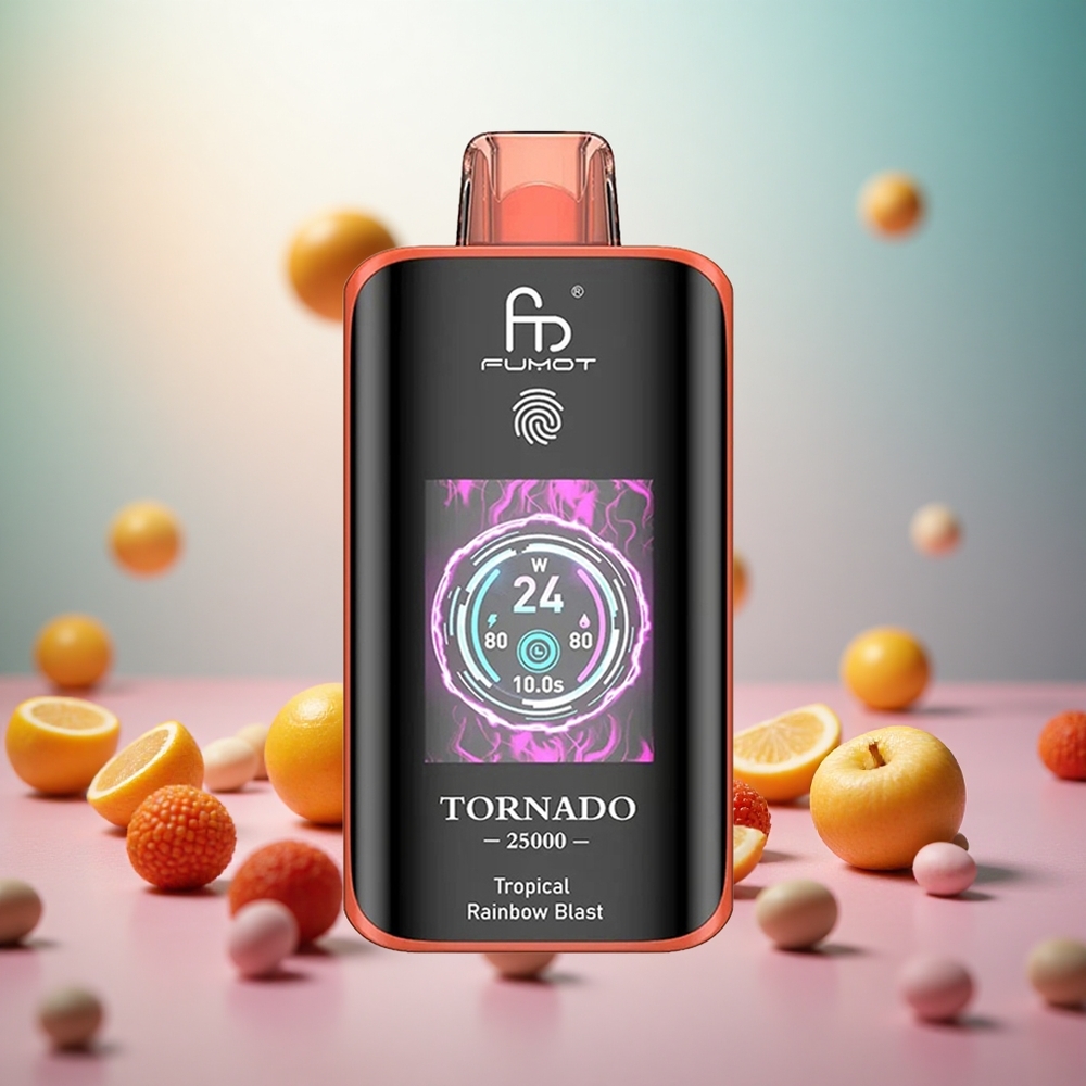 Fumot Tornado 25000 Puffs Tropska Mavrična Eksplozija Vape Slovenia 20ml Napolnjena E-tekočina 700mAh Polnilna Baterija
