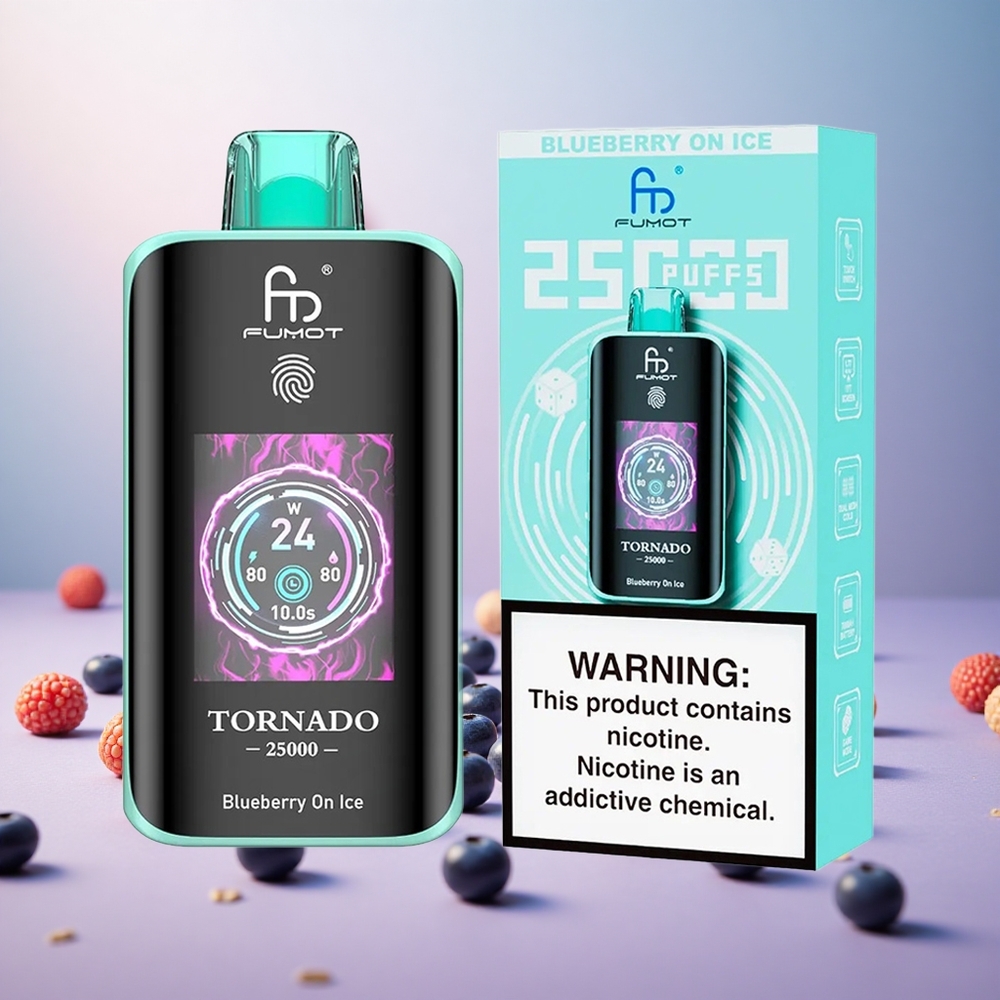 Fumot Tornado 25000 Puffs Vape Slovenia Borovnica Na Ledu 20ml Prednapolnjeno E-tekočino 700mAh Polnilna Baterija